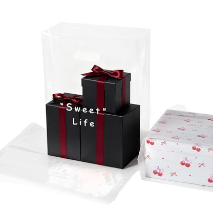 100 Clear Plastic Bags With Handles - color: Sweet Life, size: 12.6"x14.2"