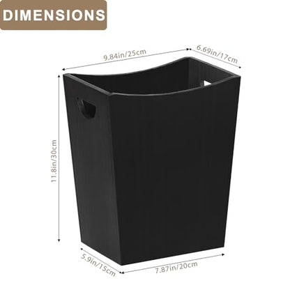 Wood Trash Can, 2 Gallon Wastebasket for Office, Small Garbage Container - color: Black