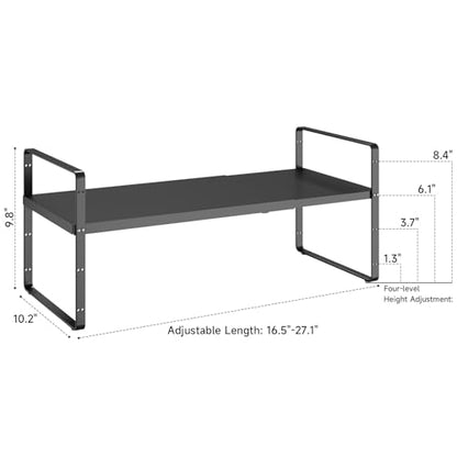 16.5~27.1" Expandable Shelf，1Pack 10.2" Wide Adjustable Height Cabinet Shelves，Black - color: Black, size: 1Pcs // 10.2''W