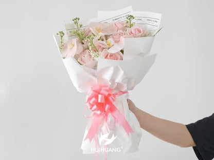 HUIHUANG Baby Pink Bows for Gift Wrapping 12 PCS Satin Pull Bows 4" x 8" - color: Baby Pink, size: 1 Pack (12 bows, 4 in x 8 in)