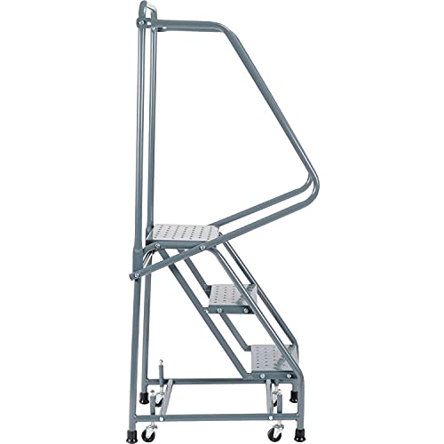 Ballymore H318P Perforated 16" W 3 Step Steel Rolling Ladder 10" D Top Step