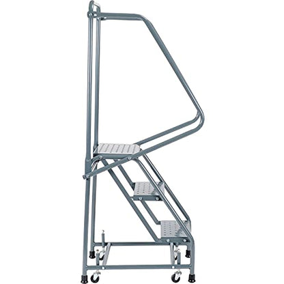Ballymore H318P Perforated 16" W 3 Step Steel Rolling Ladder 10" D Top Step