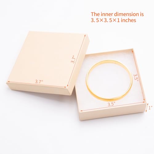Magicool 96 Pack 3.5x3.5x1 Inch Cardboard Jewelry Boxes,Used for Necklaces,Bracelets,Earrings,Jewelry,Small Gift Packaging,Jewelry Gift Boxes with Lids and Filled with Cotton(Brown) - color: Brown, size: 3.5x3.5x1 Inch (Pack of 96)