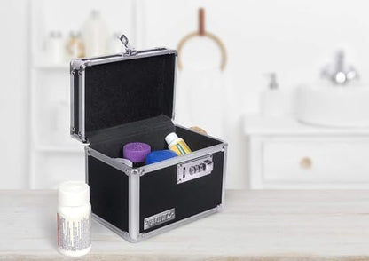 Vaultz Medicine Lock Box - 4 Pack - 5 x 7 x 5 Inches - Secure Cabinet Safe with Combination Lock - Ideal for Medications and Small Valuables - Black - color: Black, size: Small (Pack of 4)