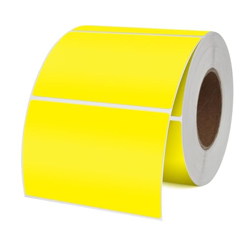YIKAIDA Yellow Stickers 2 × 3 Inch Rectangle Removable Vinyl Labels 500 PCS - color: Yellow