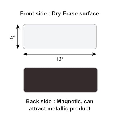 Larger Magnetic Dry Erase Labels 12"x 4" White, Big Dry Erase Magnetic Labels for Whiteboards, Fridge, School Classroom, Pack of 10 - color: White, size: 12 x 4 Inch