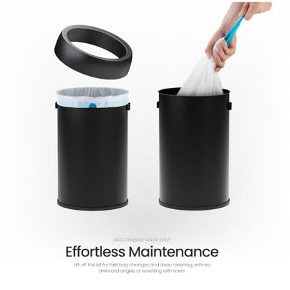 Home Zone Living 16 Gallon Commercial Trash Can with Removable Open Top Lid - color: Matte Black, size: Round