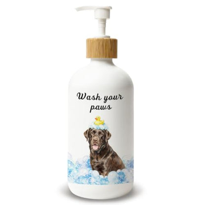 Chocolate Labrador Gifts Glass Soap Dispenser with Pump - color: Chocolate Labrador