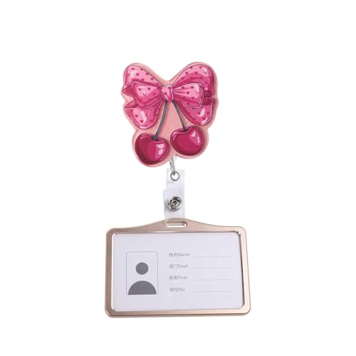 RIICFDD Badge Reel Glitter Pink Bow Cherry Badge Holder 1 Pcs - color: Funny Styl 56