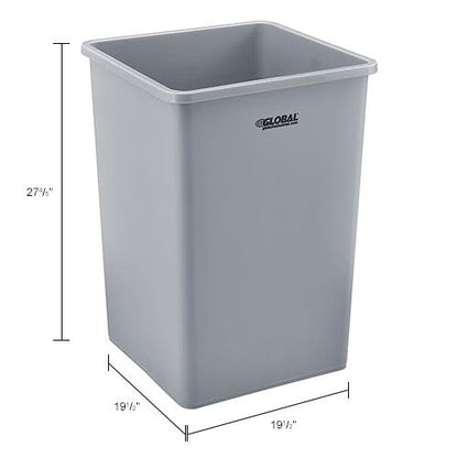Global Industrial Square Plastic Garbage Can, 35 Gallon Capacity, Gray - color: Gray