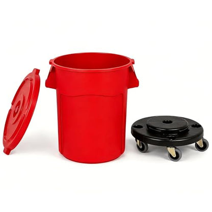 20 Gallon Outdoor Trash Can with Lid and Wheels, Red, 1Pack - color: RED