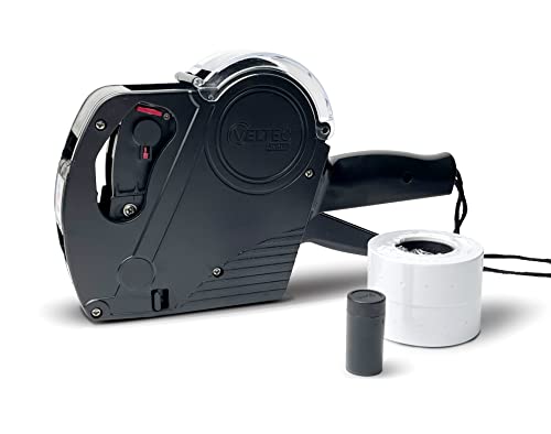 Veltec Price Gun Starter 1-Line, 8 Digits – Includes 2000 White Labels, 1 Inker and Starter Labels Preloaded, and Extra Ink Roller