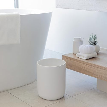 YEW DESIGN Matte White Round 2 Gallon Trash Can for Home and Bathroom - color: White Round