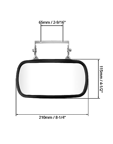QWORK Stainless Steel Convex Mirror, Over Door Rectangular U-Bracket Rearview Mirror for Tractors, Forklifts, Trucks