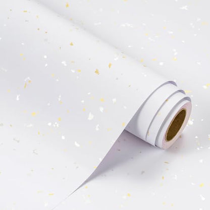 WRAPAHOLIC White Wrapping Paper Roll - Mini Roll - 17 Inch x 16.5 Feet - White Gold Design with Silky Touch Perfect for Birthday, Wedding, Baby Shower, Holiday - color: White, size: 17 inch x 16.5 feet