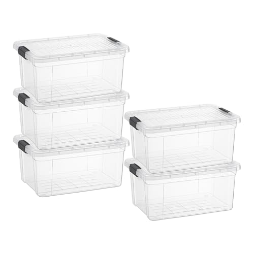 Superio 11 Quart Clear Plastic Storage Boxes with Lids, Stackable Organizer Containers, BPA-Free Storage Bins for Home, Office, School & Dorm, 5 Pack - size: 11 Quart