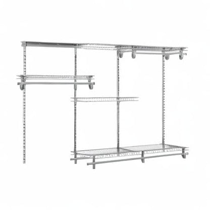 ClosetMaid ShelfTrack Wire Closet Organizer System, Adjustable from 4 to 6 Ft., with Shelves, Clothes Rods, Hardware, Durable Steel, Satin Chrome - color: Satin Chrome, size: 4 ft to 6 ft
