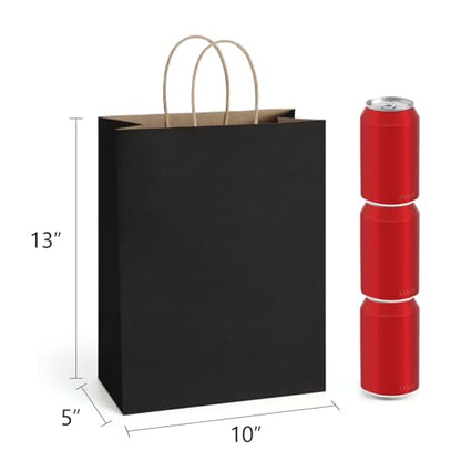 BagDream Kraft Paper Bags with Handles 10x5x13 Inch Black 50 Pack Bulk - color: Black
