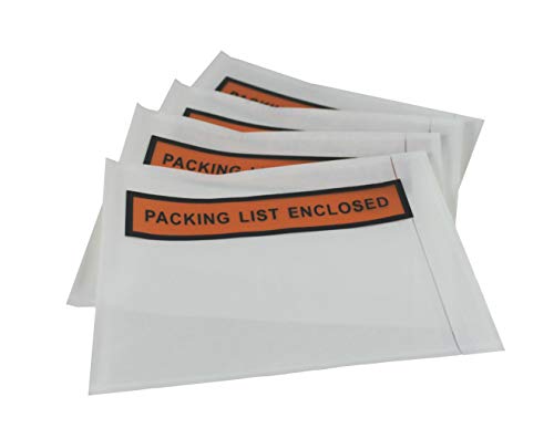 100 Clear Packing List Enclosed Invoice Envelopes 4.5" x 5.5" Self Adhesive