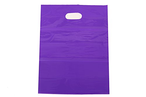 Kivvo 200 Merchandise Plastic Bags 12x15, Pink and Purple Cute Retail Shopping Bags with Die Cut Handle