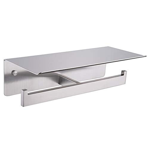 APLusee Dual Roll Toilet Paper Holder, Brushed Nickel, 304 Stainless Steel - color: Brushed Nickel, size: Double Rod