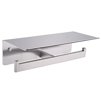 APLusee Dual Roll Toilet Paper Holder, Brushed Nickel, 304 Stainless Steel - color: Brushed Nickel, size: Double Rod
