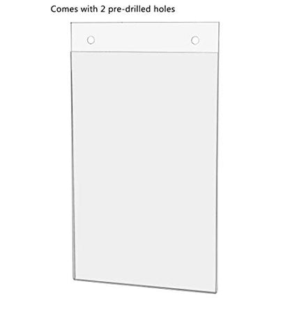 Wall Sign Holder for 5.5" x 8.5" Small Advertisements and Notices Clear Acrylic with Predrilled Holes and Hanging Hardware for Malls and Shopping Centers by Marketing Holders - size: 5.5"W x 8.5"H