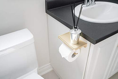 Linkaa Gold Toilet Paper Holder with Shelf,Wall Mount Toilet Tissue Holder - color: Brushed Brass