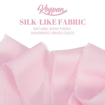 Keypan Pink Frayed Satin Chiffon Ribbon, 1.5 Inches, 21 Yards - color: Pink
