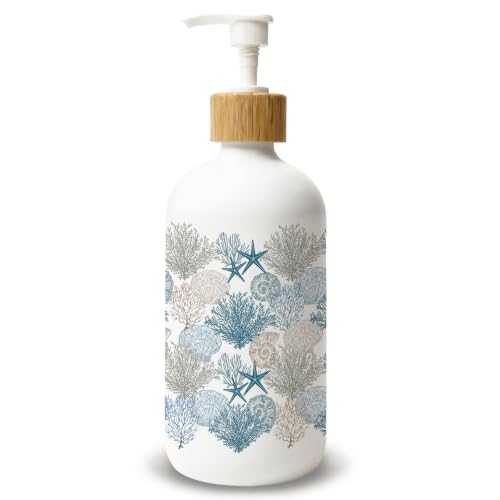 Coastal Beach Glass Soap Dispenser with Pump - color: Seashell 01