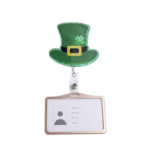 RIICFDD Green Glitter Hat Badge Reel St. Patrick's Day Clover Badge Holder - color: Cute Styl 56