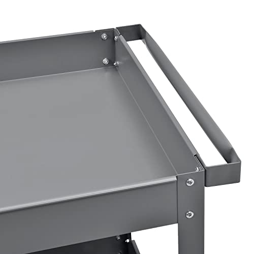 Global Industrial 2 Shelf Deep Tray Steel Stock Cart, 500 Lb. Capacity, 36" L x 24" W x 32" H