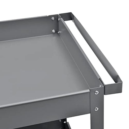 Global Industrial 2 Shelf Deep Tray Steel Stock Cart, 500 Lb. Capacity, 36" L x 24" W x 32" H