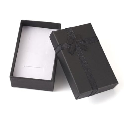 Craftdady 12pcs Jewelry Gift Boxes Black Necklace Earring Ring Pendants Empty Jewelry Boxes Small Paper Gift Boxes With Lids Bowknot for Christmas Jewelry Display Holder Organizer - color: Black-3.19" x 2.03" x 1.14"