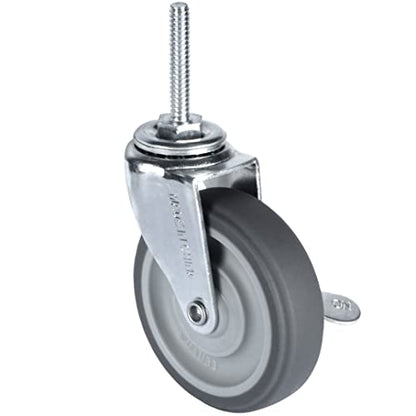 Finnhomy Caster Wheels 3 Inch Set of 4 Heavy Duty Threaded Stem Casters 5/16"-18x1-1/2 Swivel Rubber Industrial Castors Locking Wheels for Wire Shelving/Furniture/Carts Load Bearing 720 Lbs Gray - size: 5/16" -18 x 1-1/2" (with Brake)