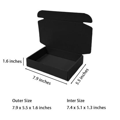 50 Pack 7.9x5.5x1.6 in Black Shipping Boxes - color: Black, size: 7.9x5.5x1.6 in