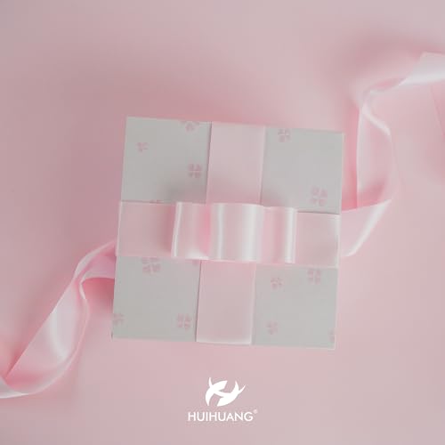HUIHUANG 2 inch Baby Pink Double-Faced Satin Silk Ribbon 25 Yards - color: Light Pink, size: 2 inch