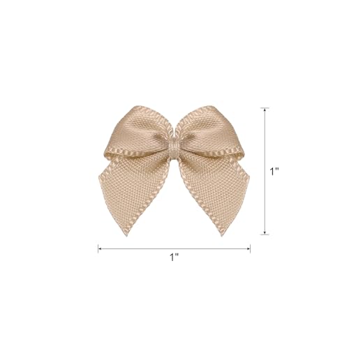 MECCANIXITY Mini Ribbon Bow 1" Mini Fabric Flower Bows Khaki 150Pcs - color: Khaki
