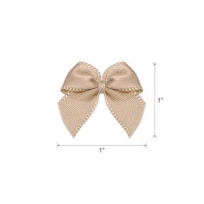 MECCANIXITY Mini Ribbon Bow 1" Mini Fabric Flower Bows Khaki 150Pcs - color: Khaki