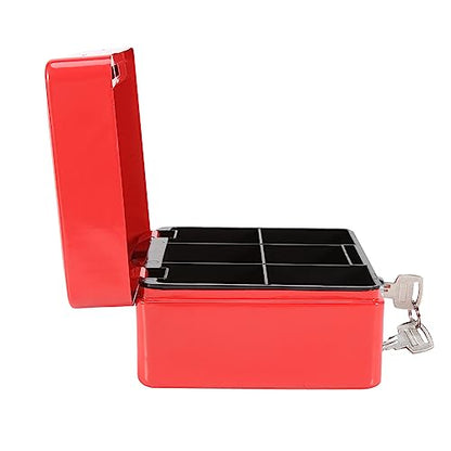 Mini Home Box 1Pc Portable Steel Petty Lockable Cash Money Key Lock Type Security Box Household with 2 Keys for Daily Use Traveling(Red)