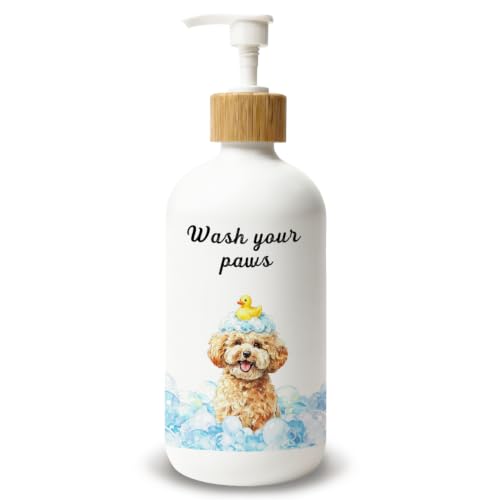 Poodle Lover Gifts Glass Soap Dispenser with Pump - color: Poodle 02