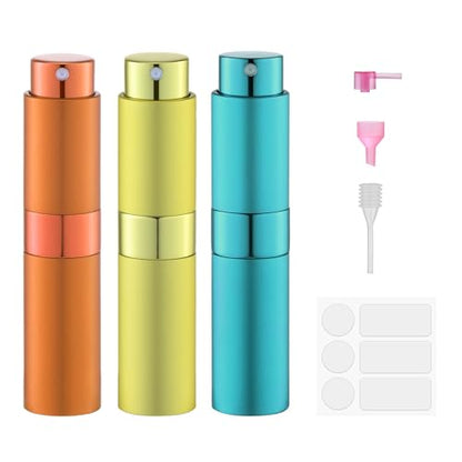 8ml Travel Perfume Bottle Refillable, Atomizer Sprayer for Cologne 3PCS - color: Orange, Yellow, Cyan