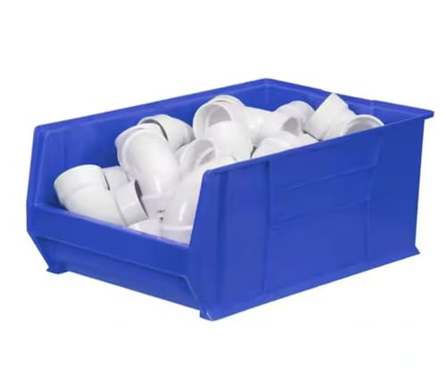 Blue Plastic Stackable Storage Organizer Bin (1-Pack) ZO96296
