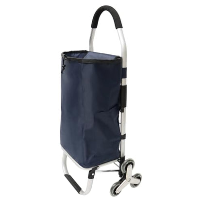 Heavy Duty 3 in 1 Shopping Cart, Foldable Hand Truck with 6 Wheels - color: Navy Blue