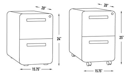 Laura Davidson Furniture Stockpile 2 Drawer Mobile File Cabinet with Lock - Under Desk Metal Filing Cabinet, Legal/Letter File Folders, Wheels and Stationary Feet, Pre-Assembled, Dark Grey - color: Dark Grey