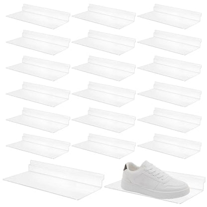 20 Pack Clear Acrylic Slatwall Shelves 4.5 x 10 Inch - Wall Mounted Panel Accessories for Shoe Stores, Home Organization & Retail Display