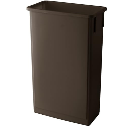 23 Gallon Brown Slim Tall Plastic Industrial Trash Cans for Kitchen and Restaurant - color: Brown, size: 23 Gallon