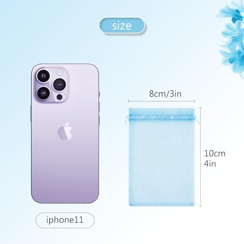 FUNFERY 100Pcs Baby Blue Organza Bags 3x4 in,Small Mesh Drawstring Gift Bag - color: Baby Blue-3"x4"