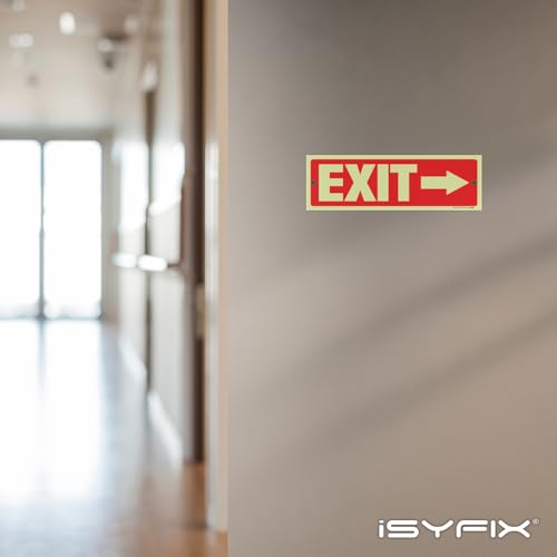 iSYFIX Exit Signs with Directional Right Arrow, 2 Pack, 12x4 Inch - color: Plastic Right Glow, size: 2 Pk 12x4