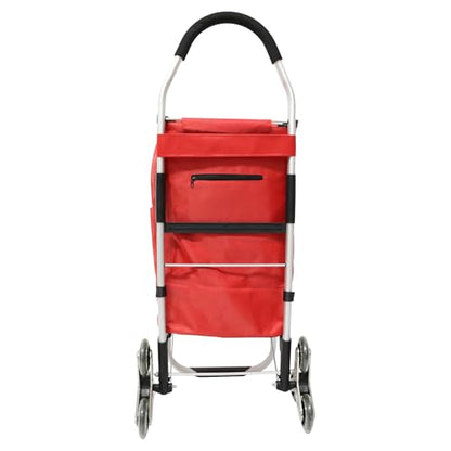 Heavy Duty 3 in 1 Shopping Cart, Foldable Hand Truck with 6 Wheels - color: Red
